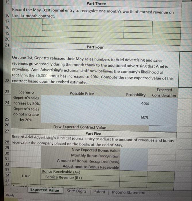 a six-month advertising contract with Gepetto Toys on May 1st, 2020. Under