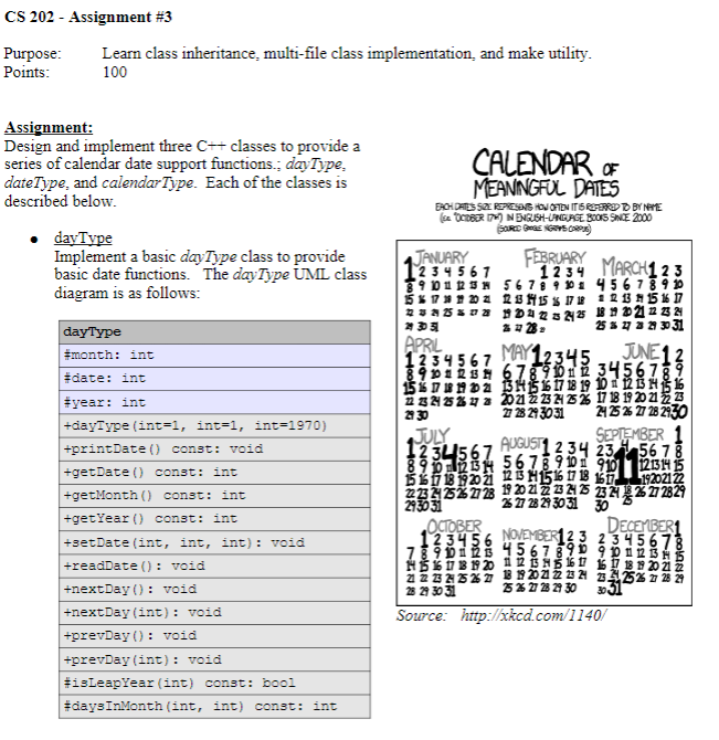  CALMAIN FILE DATEMAIN FILE DAYMAIN FILE CS 202 - Assignment #3