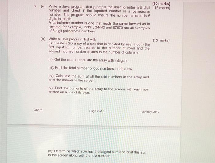  2 (a) Write a Java program that prompts the user to