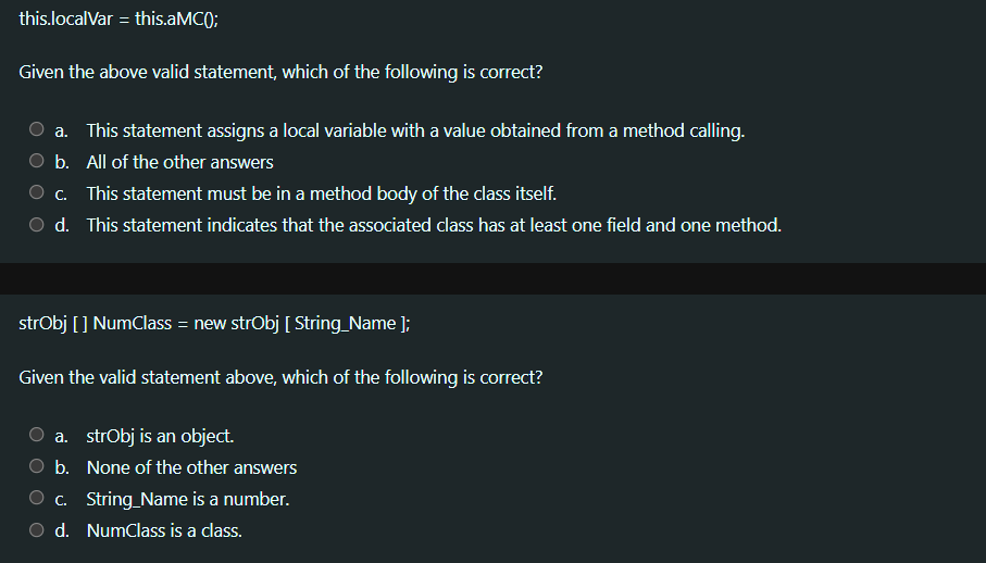 this.localvar = this.aMCO; Given the above valid statement, which of the