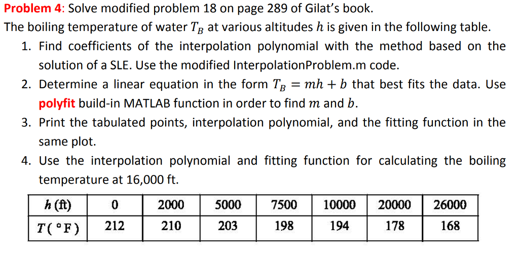 Complete using MATLab. Problem 4: Solve modified problem 18 on page 289