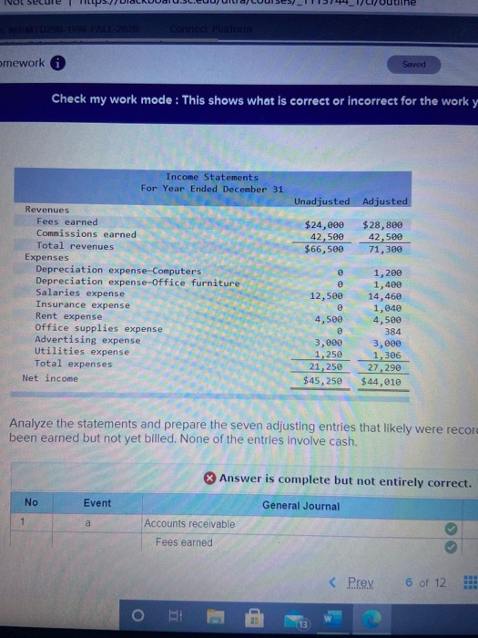  Connect Platform omework Saved Check my work mode : This shows