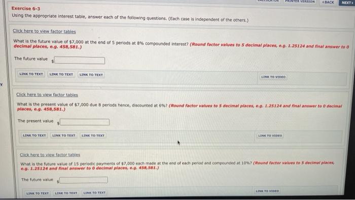  part 2 OLIH PUNTE VEASTON BACK NEXT Exercise 6-3 Using the