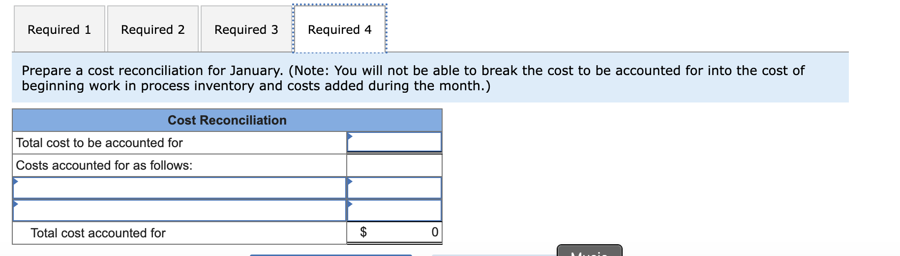 work in process inventory and the costs added during January amounted to