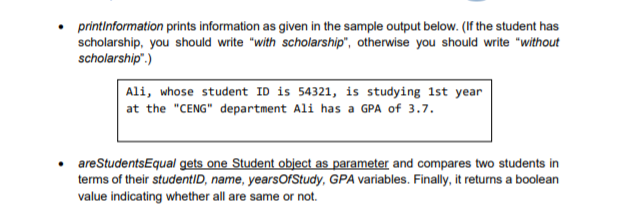 Variables: department is a string value indicating department of the student studentID