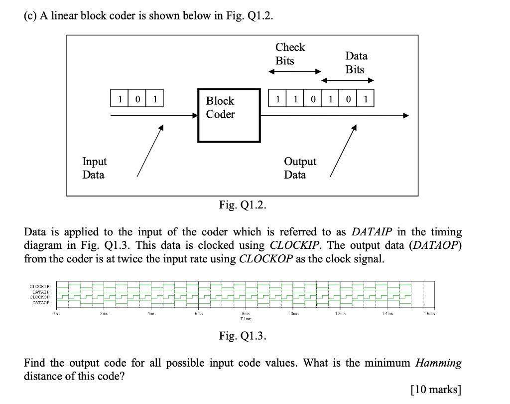 Please solve it fast (c) A linear block coder is shown below