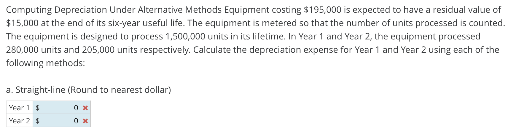  Computing Depreciation Under Alternative Methods Equipment costing $195,000 is expected to