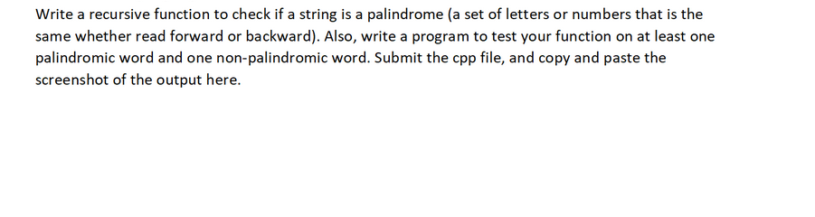 C++ Write a recursive function to check if a string is a