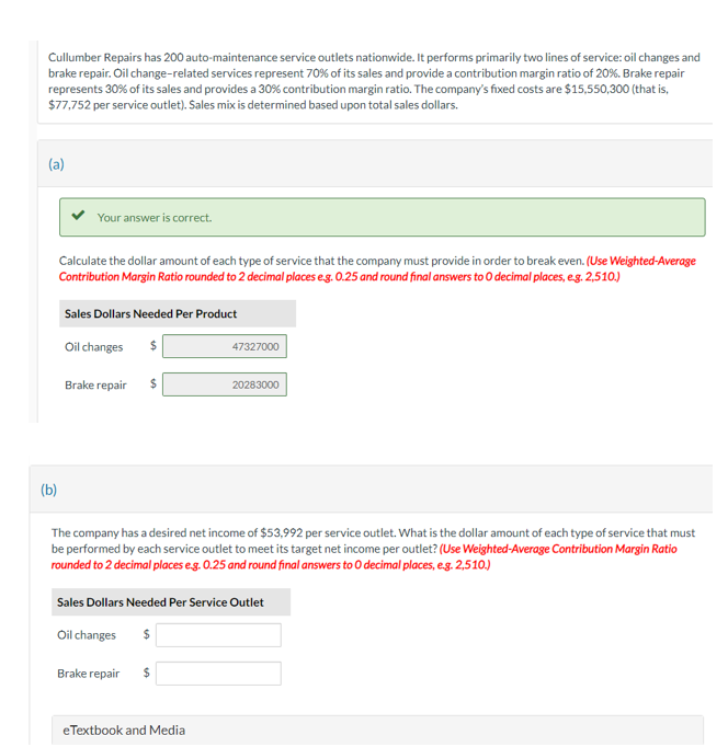  Cullumber Repairs has 200 auto-maintenance service outlets nationwide. It performs primarily