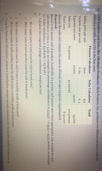 please solve for d,f,h. also i too. 54. CVP Analysis and Sales