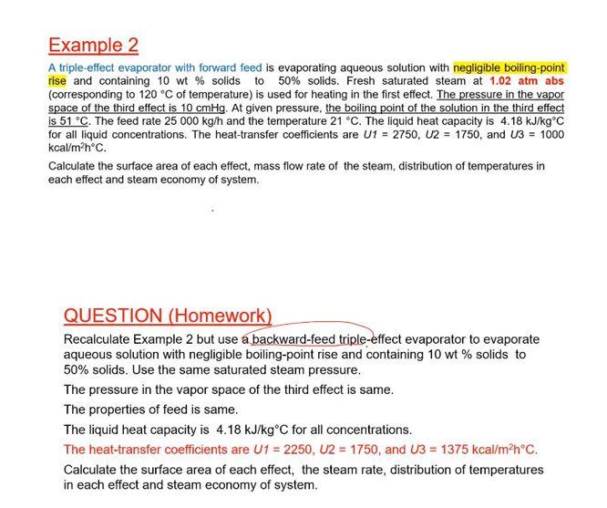  A triple-effect evaporator with forward feed is evaporating aqueous solution with