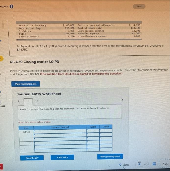 information for the Quick Study below. [The following information applies to the