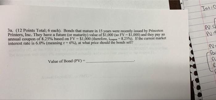  Int=C pud Puc 3a. (12 Points Total; 6 each). Bonds that