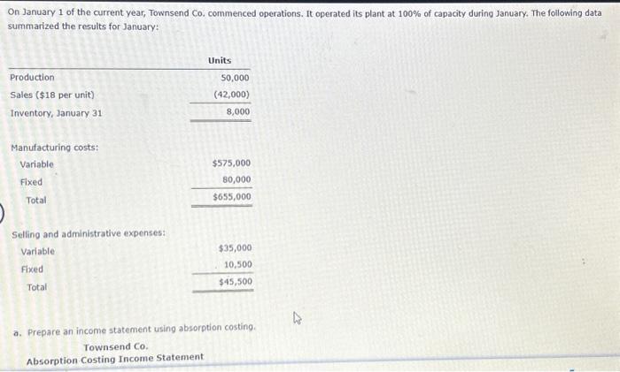 b. Prepare an income statement using varlable costing. b. Prepare an
