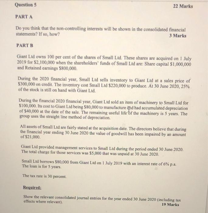  Question 5 22 Marks PART A Do you think that the