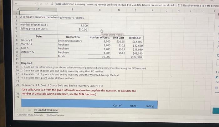 continue your assignment, please save your Excel question. A company provides the