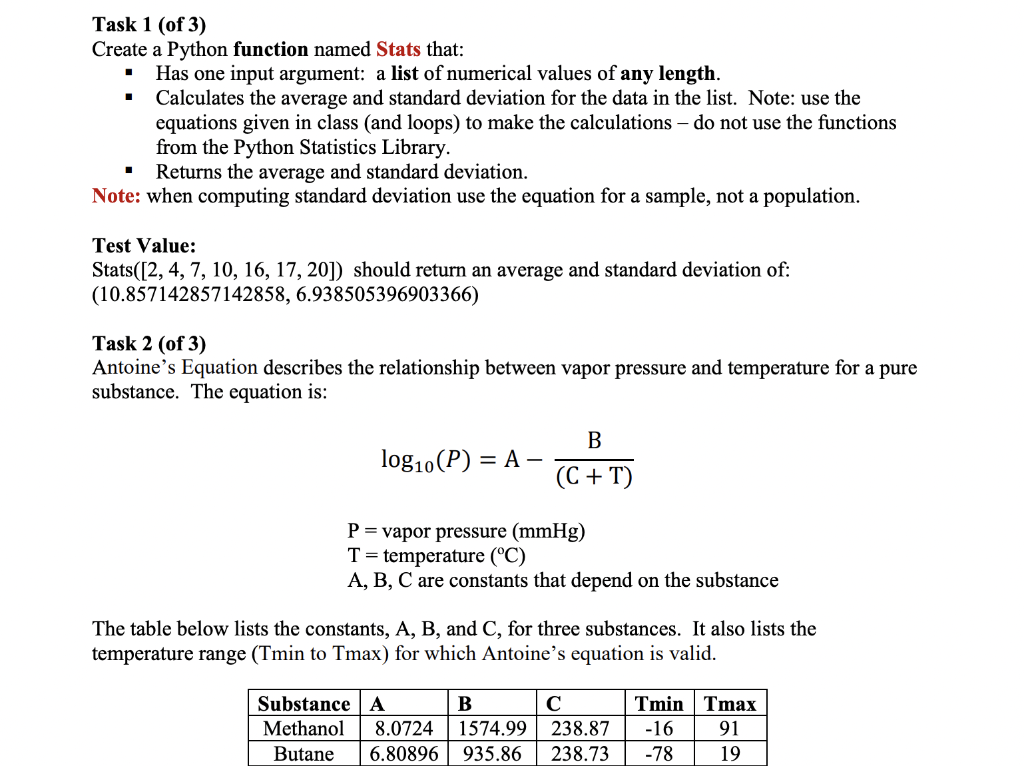  Task 1 (of 3 ) Create a Python function named Stats