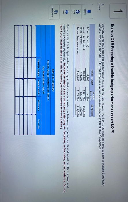  Exercise 21-5 Preparing a flexible budget performance report LO P1 Bay