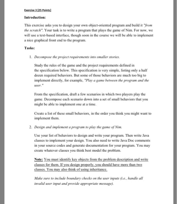  code should be written in java Introduction: This exercise asks you
