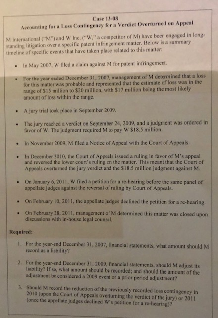 Two answers for each question. One should be from GAAP and one