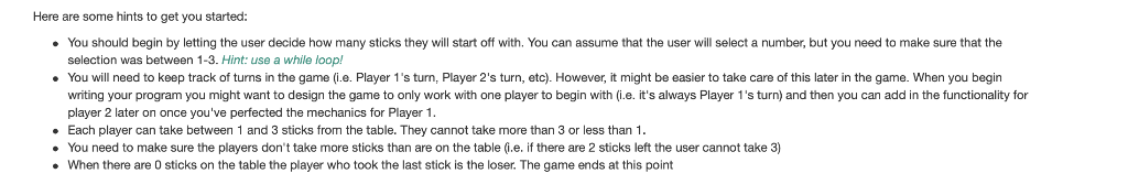 a simple game of "Pick Up Sticks'. Here's how the game is