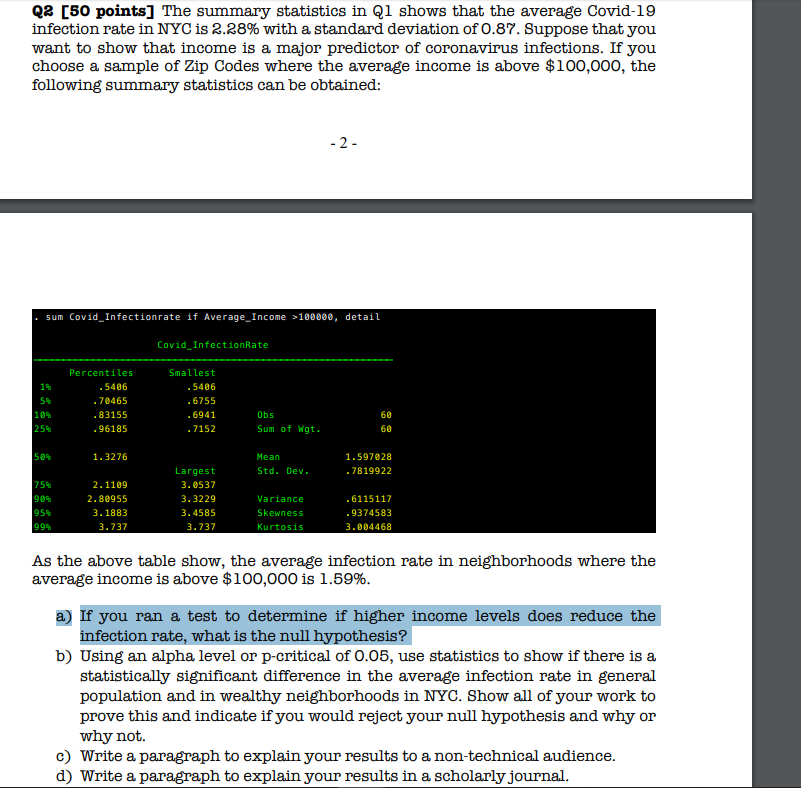  Q2 [50 points] The summary statistics in Q1 shows that the