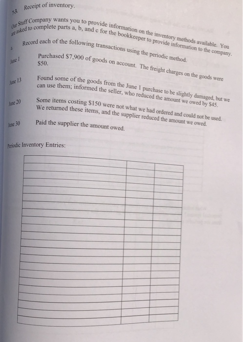  please help with A. B and C. Our Stuff Company wants