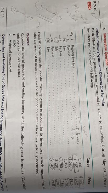 P 7-10 LO A 2. Interpretive Question! WHILI LOUI Periodic Inventory