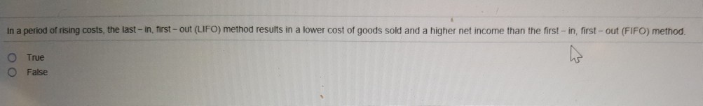 True or false, what is the correct answer? In a period