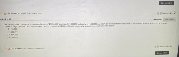  Click Submit to complete this assessment Question 18 5.556 points The