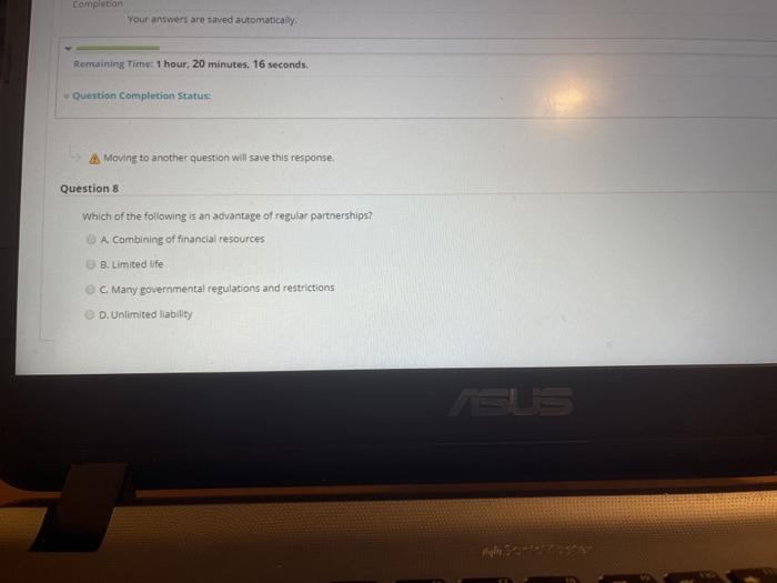 2 0.75 pe Which of the following is an advantage of corporation?