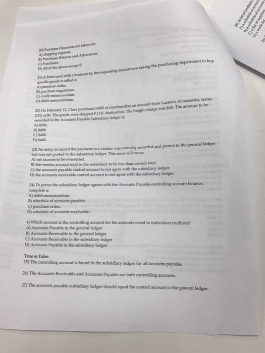 which account on the seller's books? A) Accounts Payable C) Sales Discount
