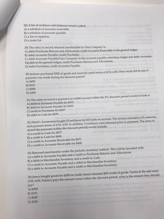 D) Accounts Receivable 3) A debit memorandum decreases which account on the