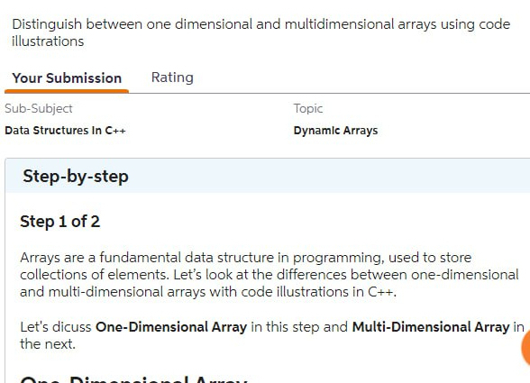  Distinguish between one dimensional and multidimensional arrays using code illustrations Step-by-step