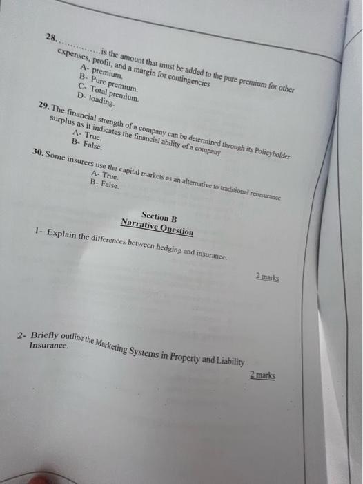 trac 3. Which of the following statement regarding insurance and gambling A-Insurance