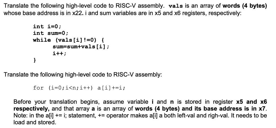 Please help me with this. Translate the following high-level code to RISC-V