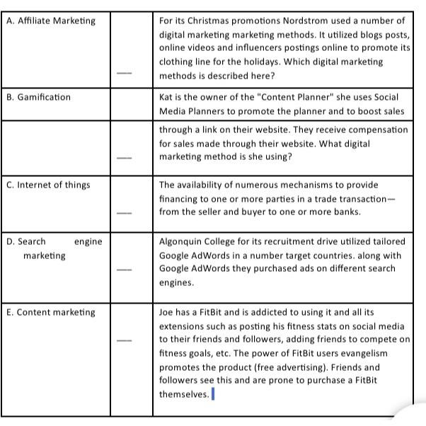  .: Match the information/description on the right with its descriptor on