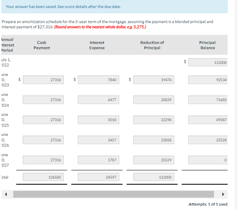  Your answer has been saved. See score details after the due