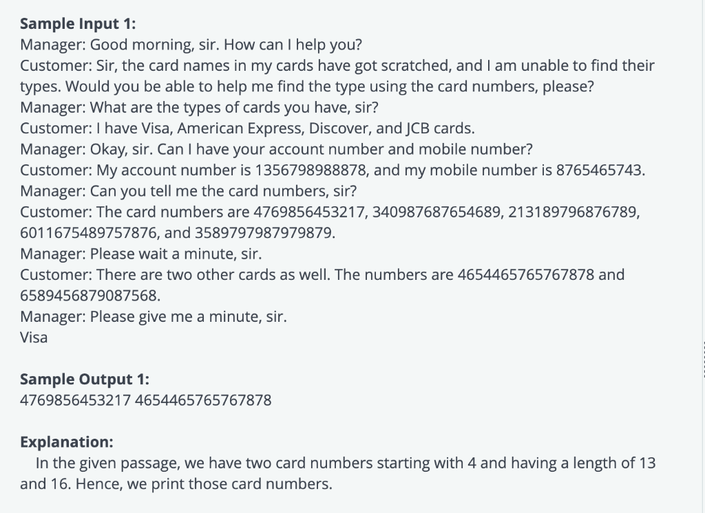passage between a manager and a customer in a bank will be