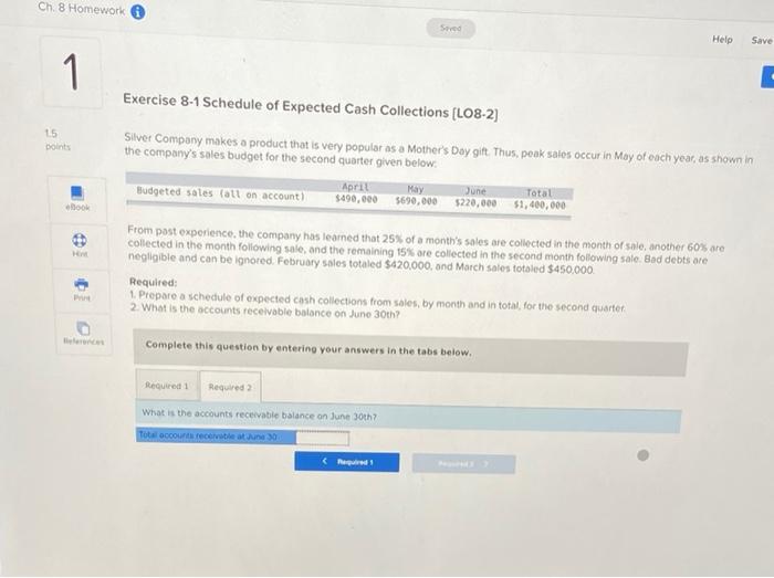  Ch 8 Homework Stred Help Save 1 1 Exercise 8-1 Schedule