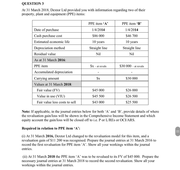  QUESTION 3 At 31 March 2018, Dextor Ltd provided you with