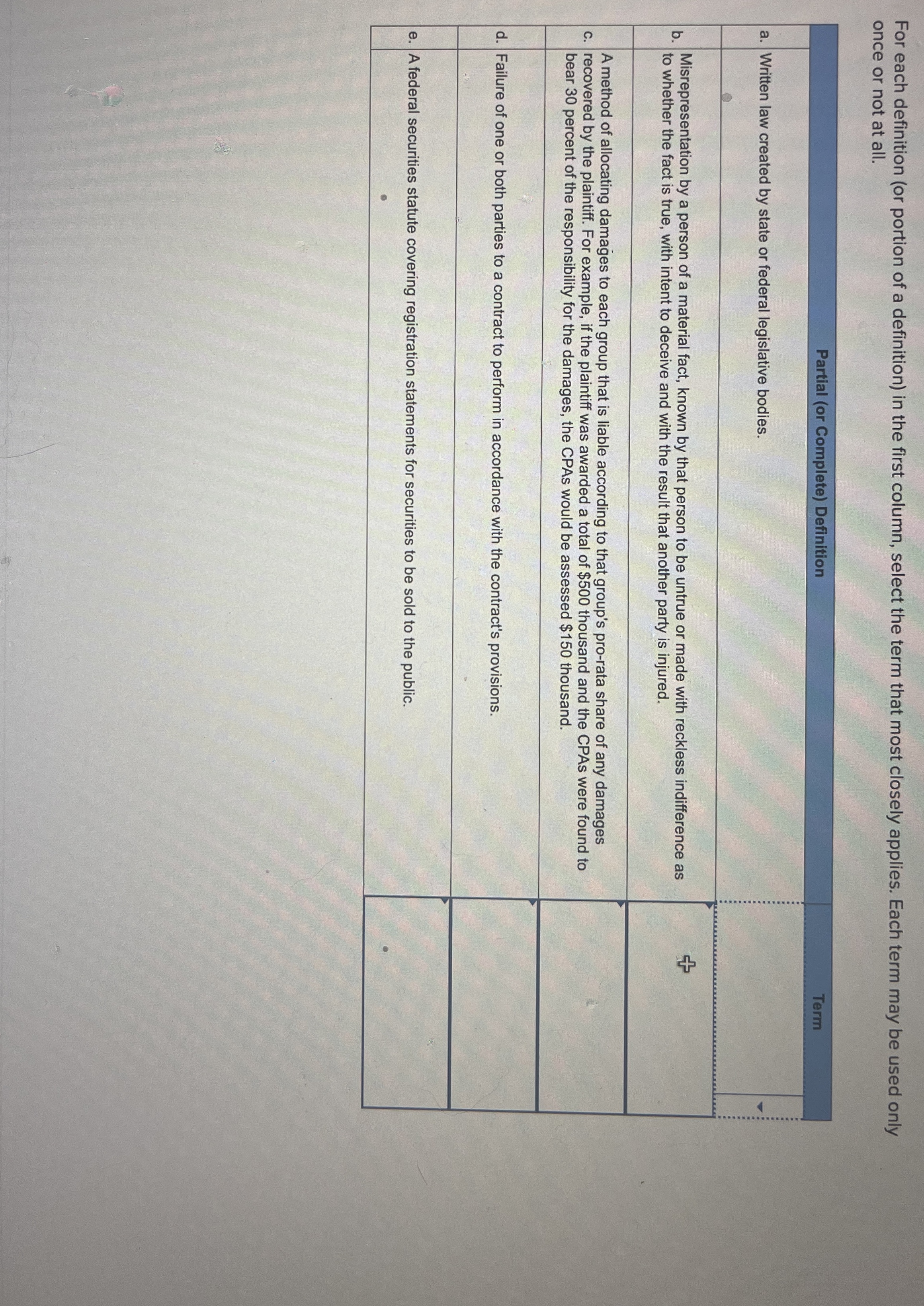 For each definition (or portion of a definition) in the first