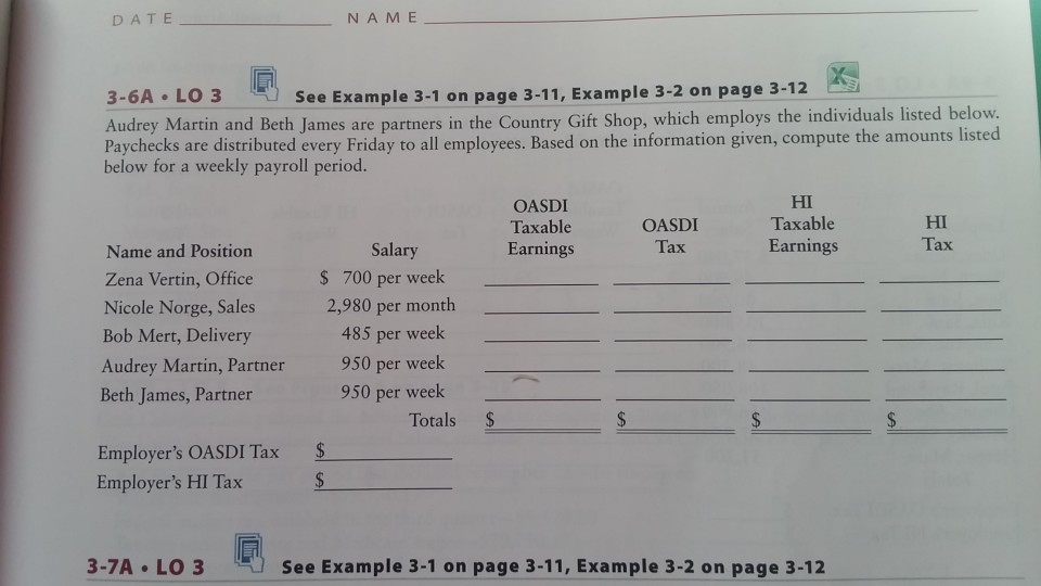  DATE NAME 3-6A LO 3 9 See Example 3-1 on page