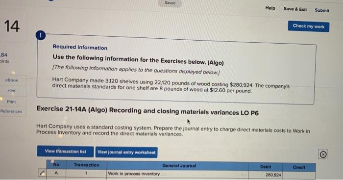  Saved Help Save & Exit Submit 14 Check my work !