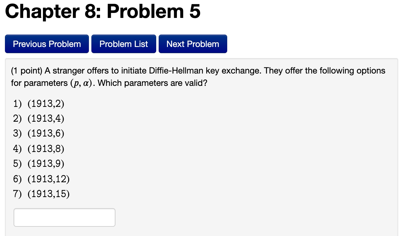  Chapter 8: Problem 5 Previous Problem Problem List Next Problem (1
