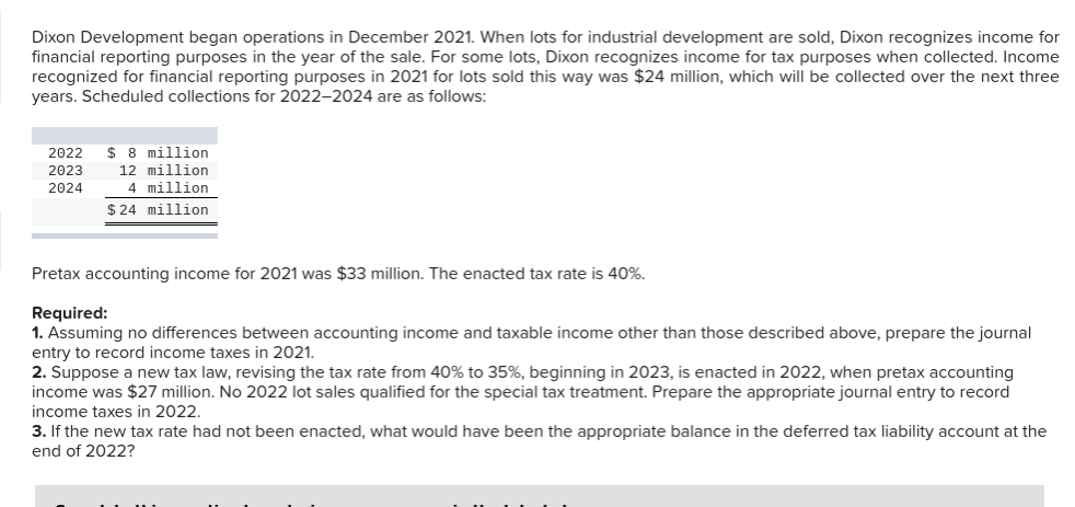 Dixon Development began operations in December 2021. When lots for industrial