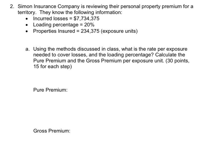 insurance portfolio consisting of 100,000 insured vehicles (exposure units) in a territory