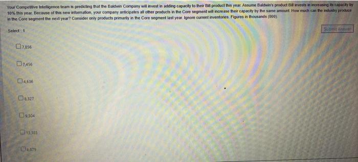  Your Competitive Intelligence team is predicting that the Baldwin Company will