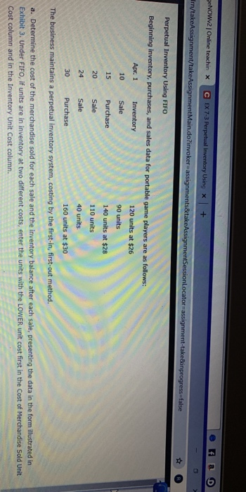  geNOWv2 | Online teachin C EX 7-3 Perpetual Inventory Using x