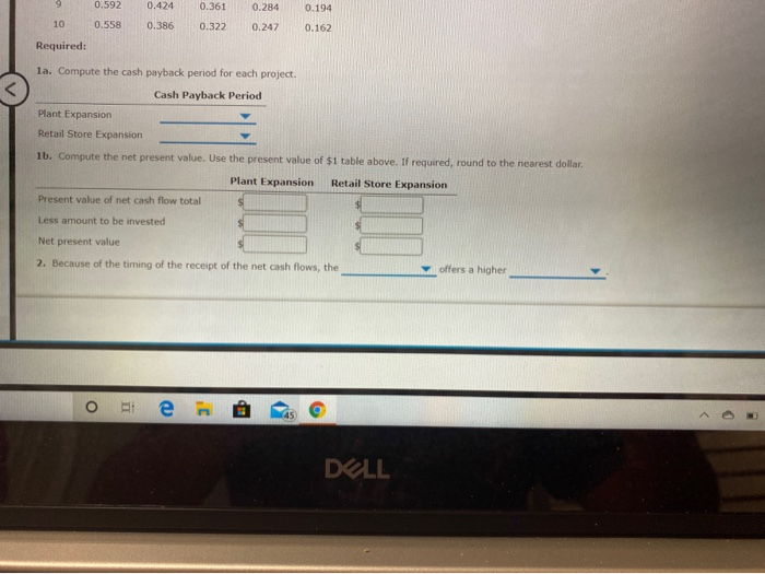 Value Method, and Analysis Elite Apparel Inc. is considering two investment projects.